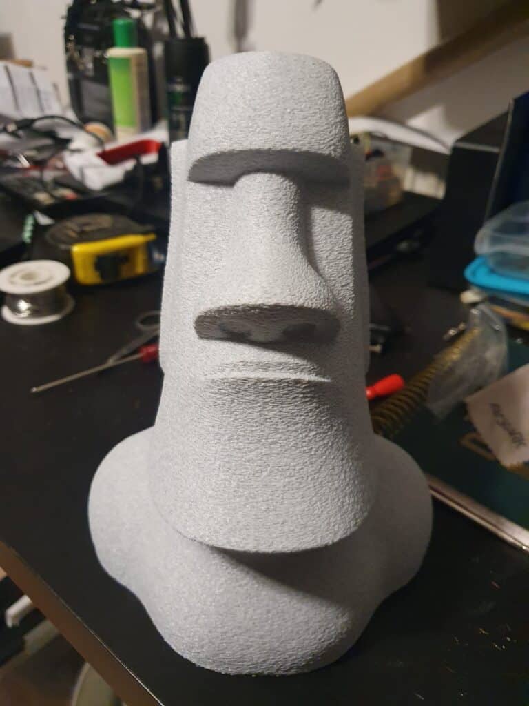 Foam replica of an Easter Island Moai statue.