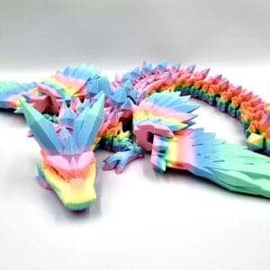 Pastel rainbow 3D-printed crystal dragon figurine
