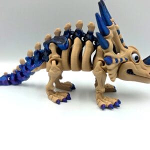 Articulated skeleton Styracosaurus with blue and purple spiked frill